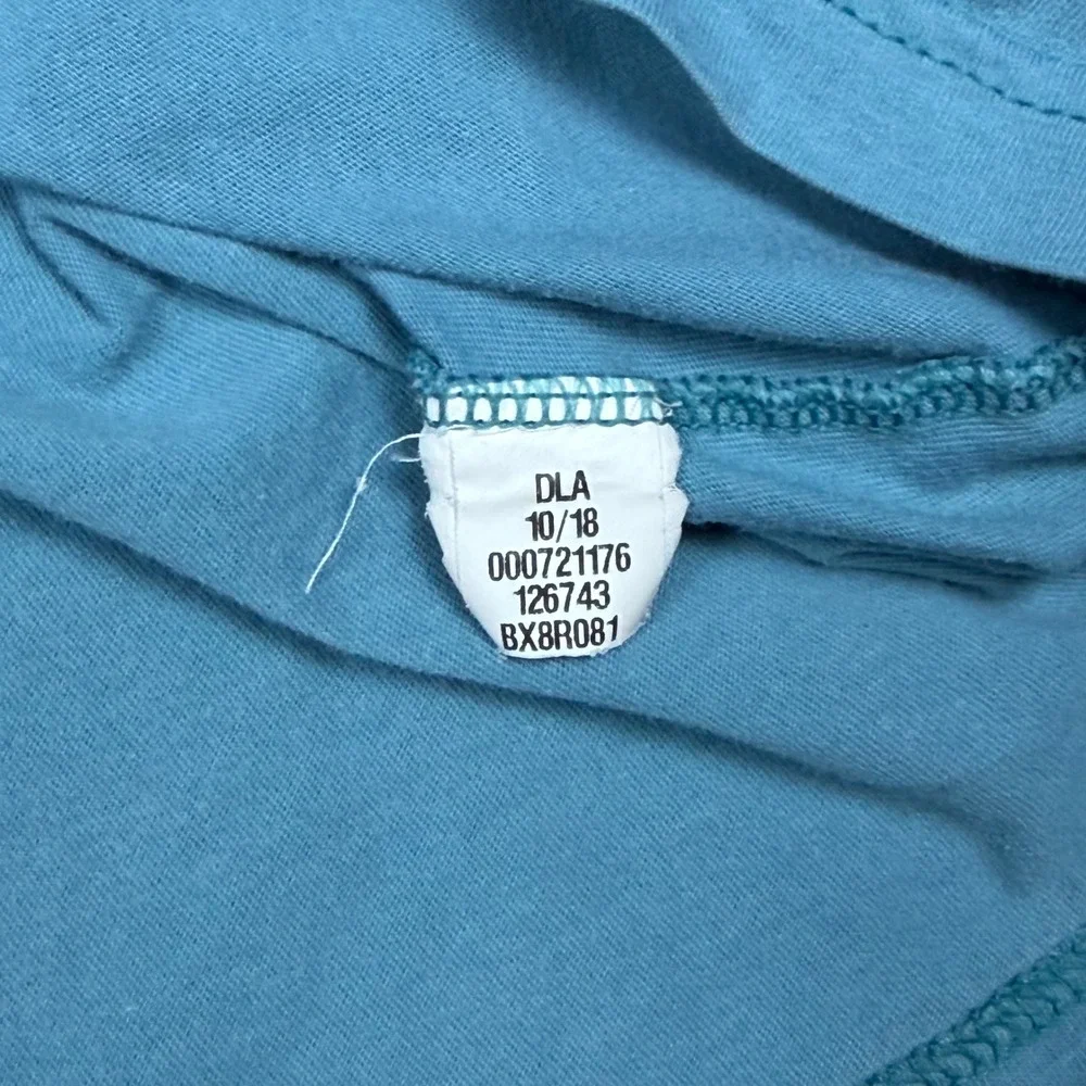 The North Face Mens Long Sleeve Graphic T-Shirt Blue Teal Logo BX8R081 Medium